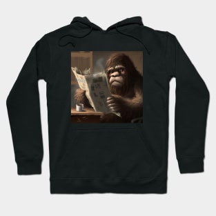 Bigfoot Enjoys Espresso and the News at Cafe Hoodie